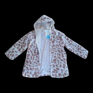 NWT Leopard Sherpa Jacket Hooded with Pockets Cozy Tunic Length Hayden L.A. sz S